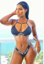 Sexy Halter Bandage Bikini - Solid Color Body Suit | Bikini Paradise