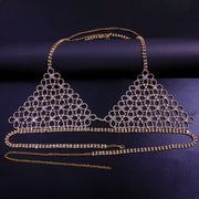 Shiny Sexy Bikini Set with Rhinestone Hollow Flower Body Chain