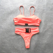 Chic High Waisted Buckle Bikini Set - Trendy Swimwear for Women