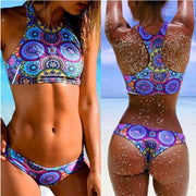 Chic Low Waist Triangle Tankini Set with High Neck - Brazilian Beachwear