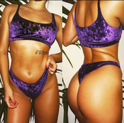 2024 Velvet Two-Piece Bikini Set XL - Elegant High-Waist Swimwear