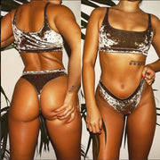 2024 Velvet Two-Piece Bikini Set XL - Elegant High-Waist Swimwear