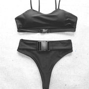 Chic High Waisted Buckle Bikini Set - Trendy Swimwear for Women