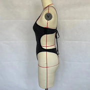 Diamond Hollow Lace One-Piece Swimsuit - Sexy Strap Beachwear