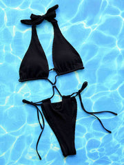 Chic Halter Neck Side Tie One-Piece Swimsuit - Sophisticated Swimwear