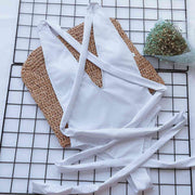 Sexy Halter Neck Deep V Tied One-Piece Swimsuit - Elegant Swimwear
