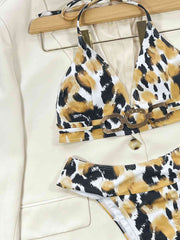 Chic Animal Print Bikini Set - Halter Neck Style