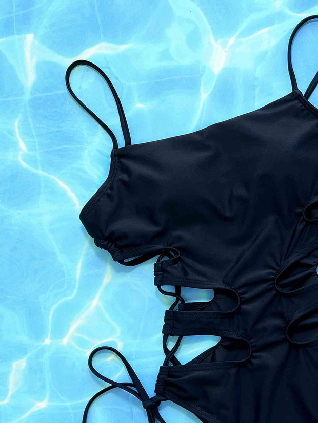 Stylish Cutout Lace-Up One-Piece Swimsuit with Spaghetti Straps