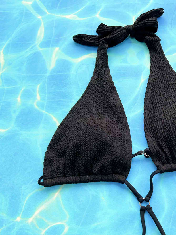 Chic Halter Neck Side Tie One-Piece Swimsuit - Sophisticated Swimwear