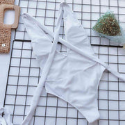 Sexy Halter Neck Deep V Tied One-Piece Swimsuit - Elegant Swimwear