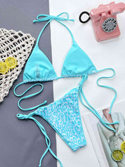 Chic Leopard Print Halter Neck Bikini Set with Tie Sides - Exotic Swimwear