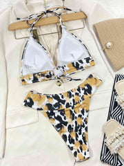 Chic Animal Print Bikini Set - Halter Neck Style