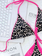 Chic Leopard Print Halter Neck Bikini Set with Tie Sides - Exotic Swimwear