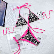 Chic Leopard Print Halter Neck Bikini Set with Tie Sides - Exotic Swimwear