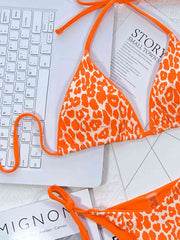 Chic Leopard Print Halter Neck Bikini Set with Tie Sides - Exotic Swimwear