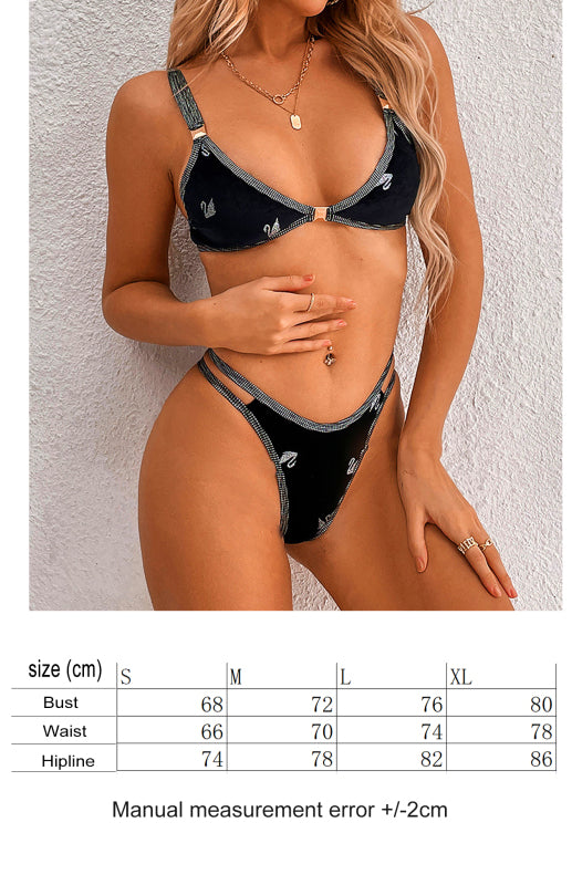 Elegant Swan Contrast Bikini for Women - Unique Swimwear Design