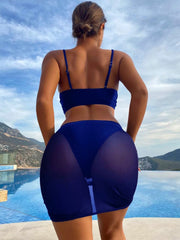 Chic Solid Color Shell Shape Bikini Three-Piece Sets for Women
