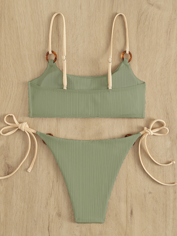 Chic Solid Color Hoop Bikini Sets - Sexy Swimwear for Women
