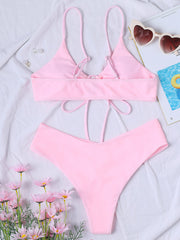 Chic Solid Color Drawstring Tie Bikini - Sexy Swimwear for Women