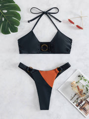 Sexy Color Matching Bikini Set for Women - Vibrant Swimwear