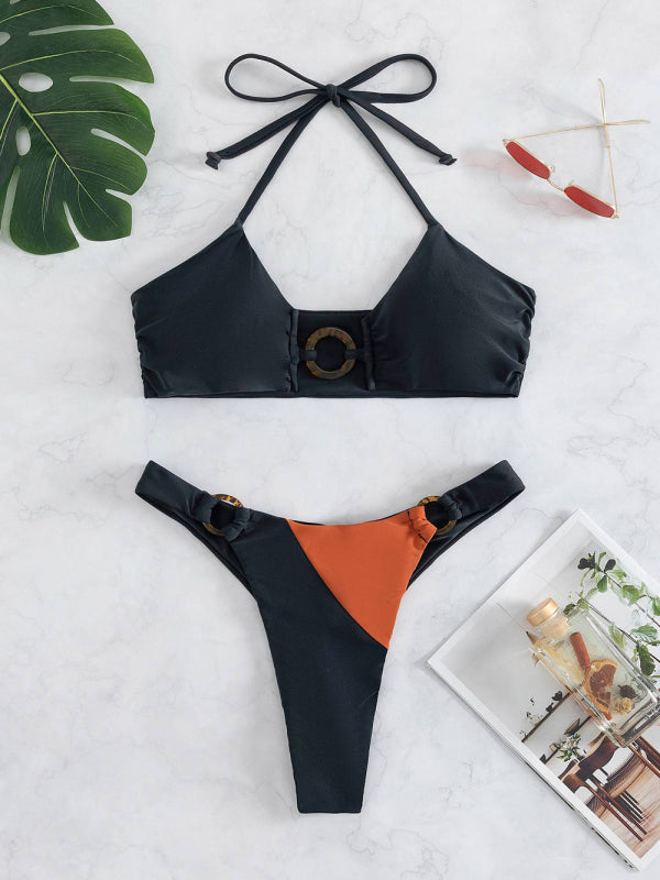 Sexy Color Matching Bikini Set for Women - Vibrant Swimwear