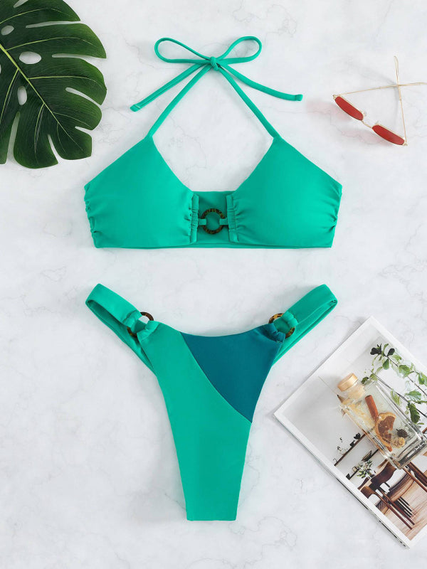 Sexy Color Matching Bikini Set for Women - Vibrant Swimwear