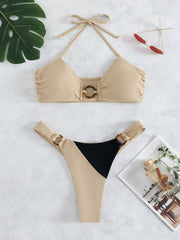 Sexy Color Matching Bikini Set for Women - Vibrant Swimwear