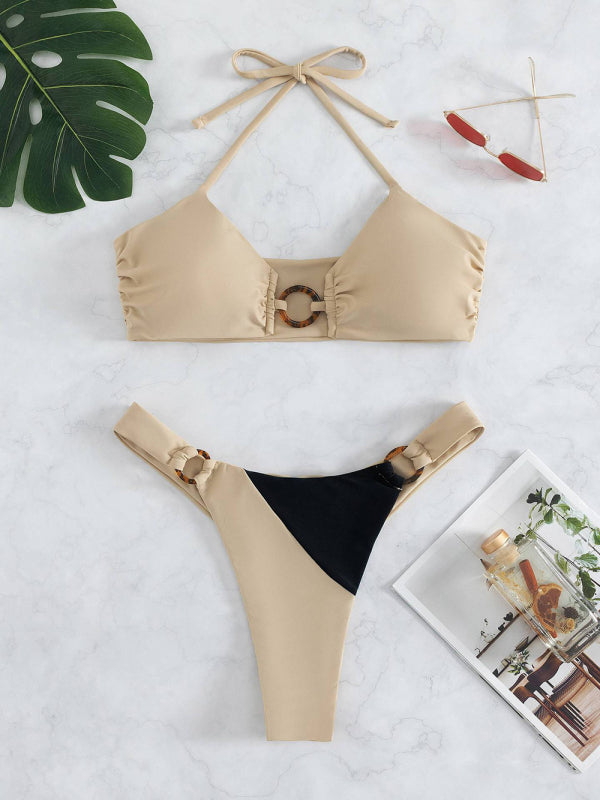 Sexy Color Matching Bikini Set for Women - Vibrant Swimwear