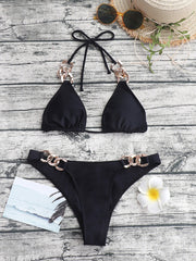 Sexy European & American Print Split Bikini with Ribbon Detail