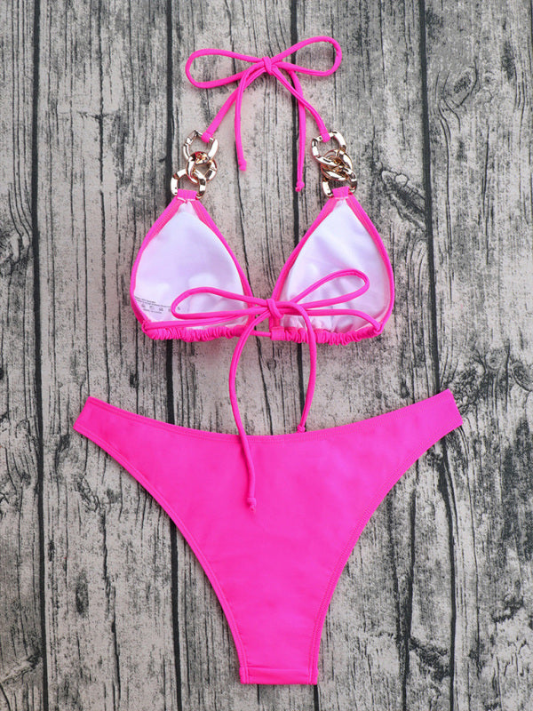 Sexy European & American Print Split Bikini with Ribbon Detail