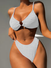 Chic Solid Color Bikini with Unique Small Circle Detail - Triangle Bag Swimsuit
