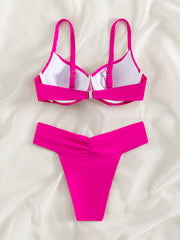 Sexy Solid Color Split Bikini - Sleek Swimwear for Women