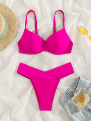 Sexy Solid Color Split Bikini - Sleek Swimwear for Women
