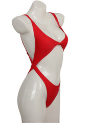 Elegant Solid Color Twisted Cutout One-Piece Swimsuit for Women