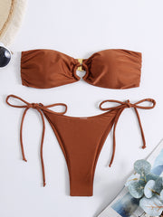 Sexy Solid Color Strappy Split Bikini - Modern Swimsuit for Women