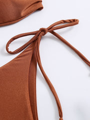 Sexy Solid Color Strappy Split Bikini - Modern Swimsuit for Women